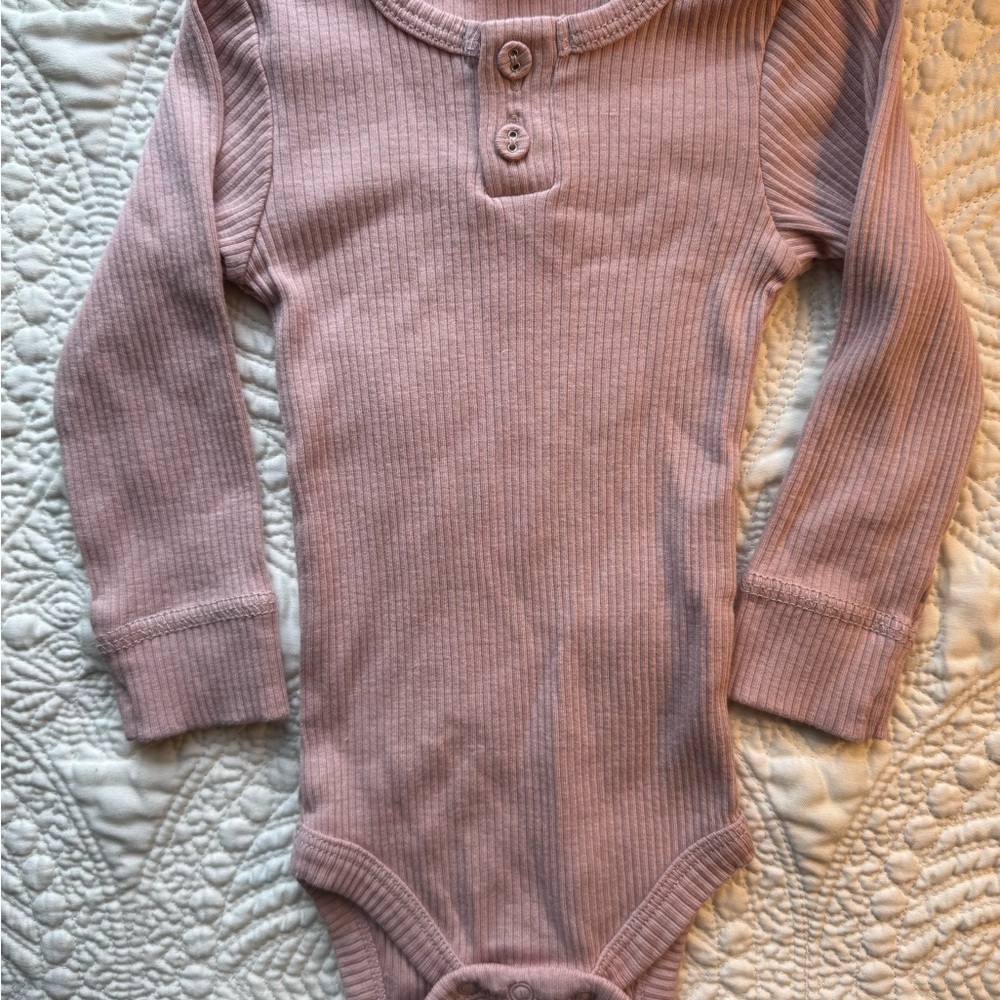 Jamie Kay Pink Ribbed Bodysuit Long Sleeve